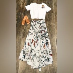 Elam High-Low Floral Faux Wrap Skirt